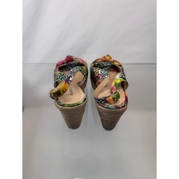 Dress Barn Multi Color Lotus Print Espadrille Wedge Heels - Size 7.5 - Picture 4 of 8